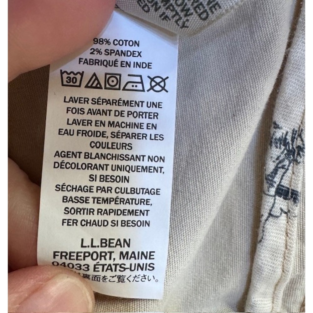 LL Bean Cargo Pants Womens 16 Tan Favorite Fit Stretch Utility Fly Fishing Print - Picture 11 of 16